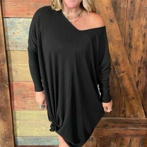 YANA K Lisa French Terry Oversized Mini Dress, Muted Olive Color - OSFA‎ NEW